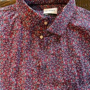 Calibrate Men's Floral Button Down Shirt - Red and Blue